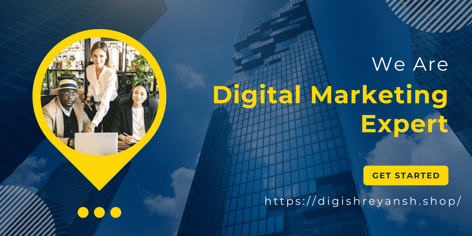 Blue minimalist digital marketing agency banner